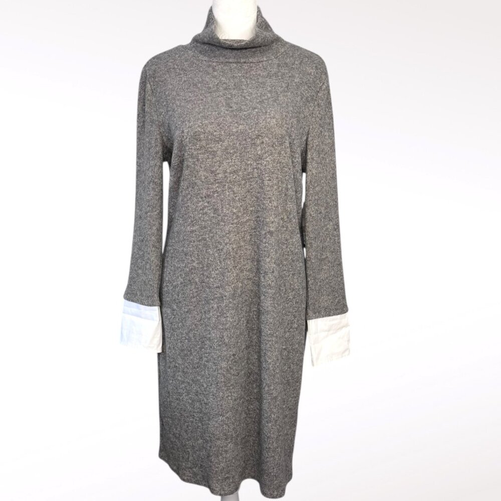 IMNYC Sweater Dress Gray Mock Neck Isaac Mizrahi Small